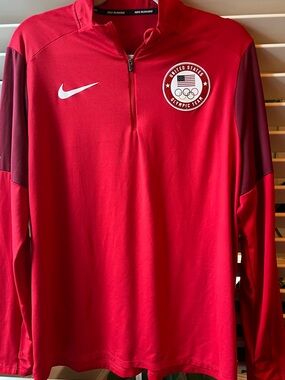 Nike Red USA Olympic Team Quarter-Zip Pullover